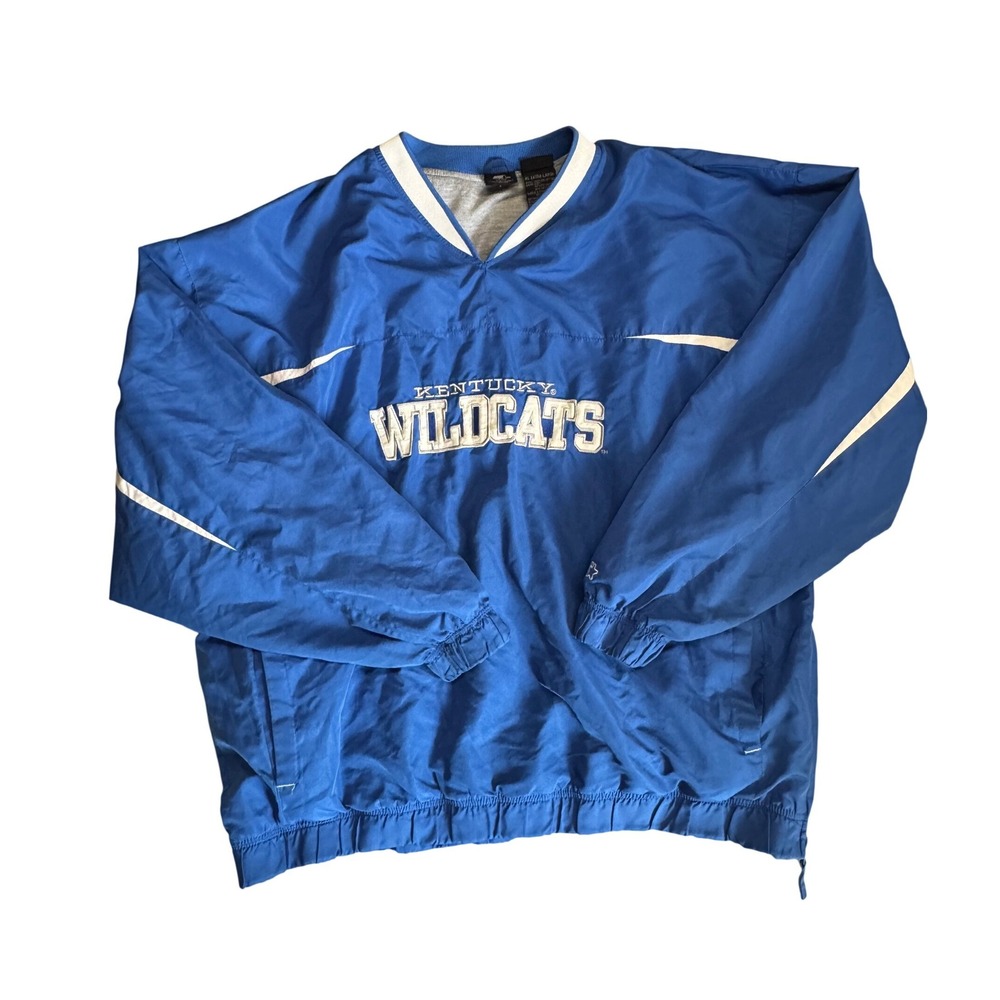 Starter Kentucky Wildcats Windbreaker Pullover Blue XL Vintage V-Neck Jacket